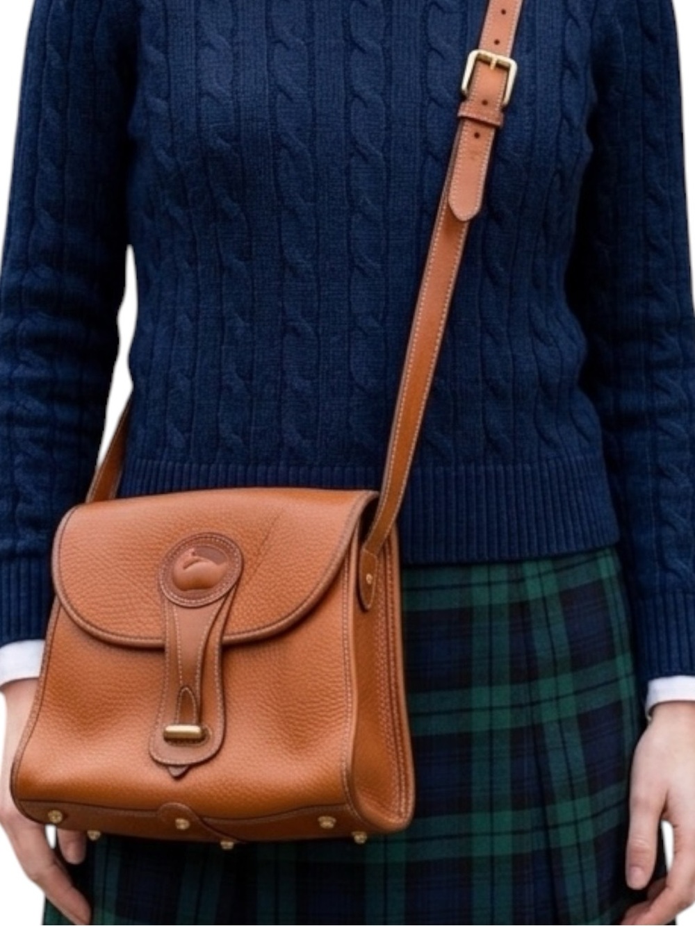 Dooney & Bourke | Vintage 90’s AWL Classic Preppy Cavalry Flap Shoulder Bag Tan